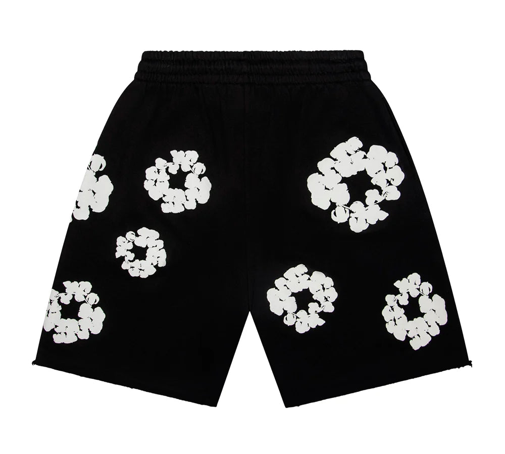 DENIM TEARS THE COTTON WREATH SHORTS - BLACK