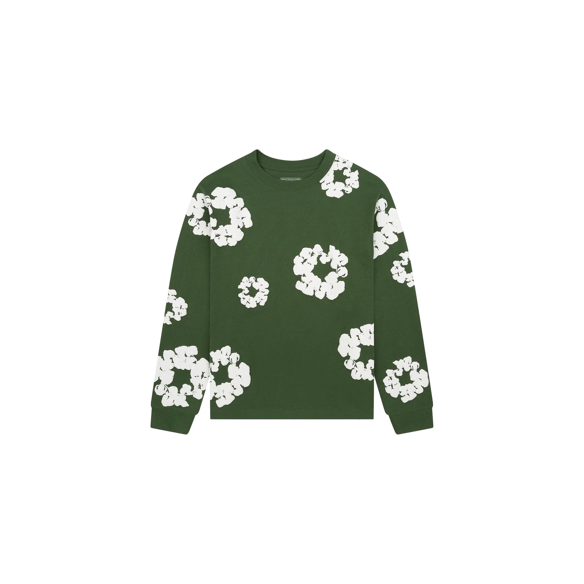 DENIM TEARS CREWNECK COTTON WREATH - GREEN