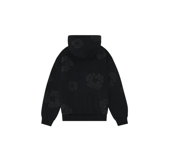 DENIM TEAR HOODIE THE COTTON WREATH - MONO BLACK