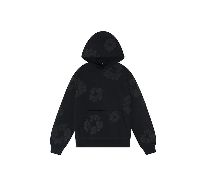 DENIM TEAR HOODIE THE COTTON WREATH - MONO BLACK